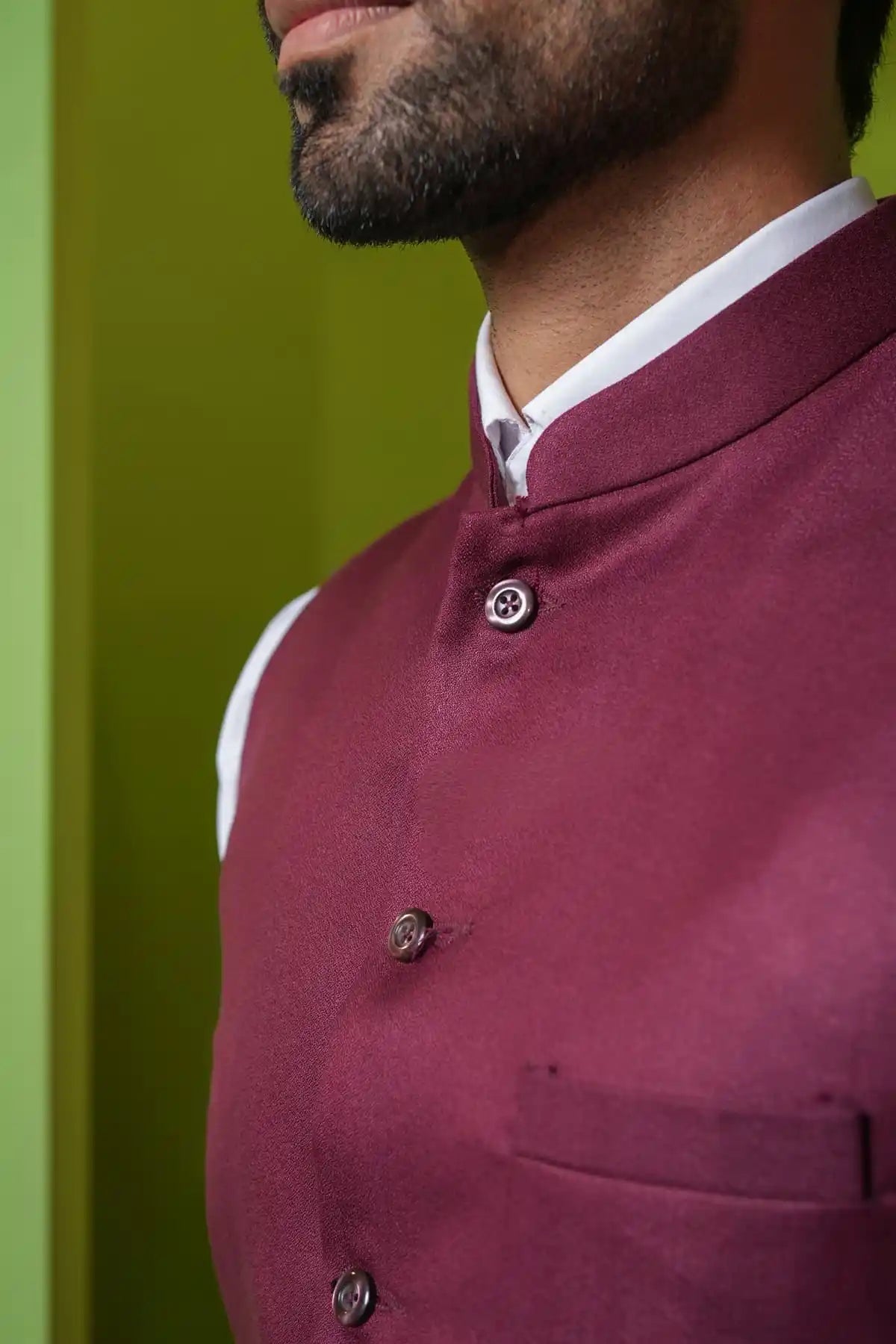 Elegant Clarlet Red Nehru Jacket, Formal Nehru Jacket - Kavarsa