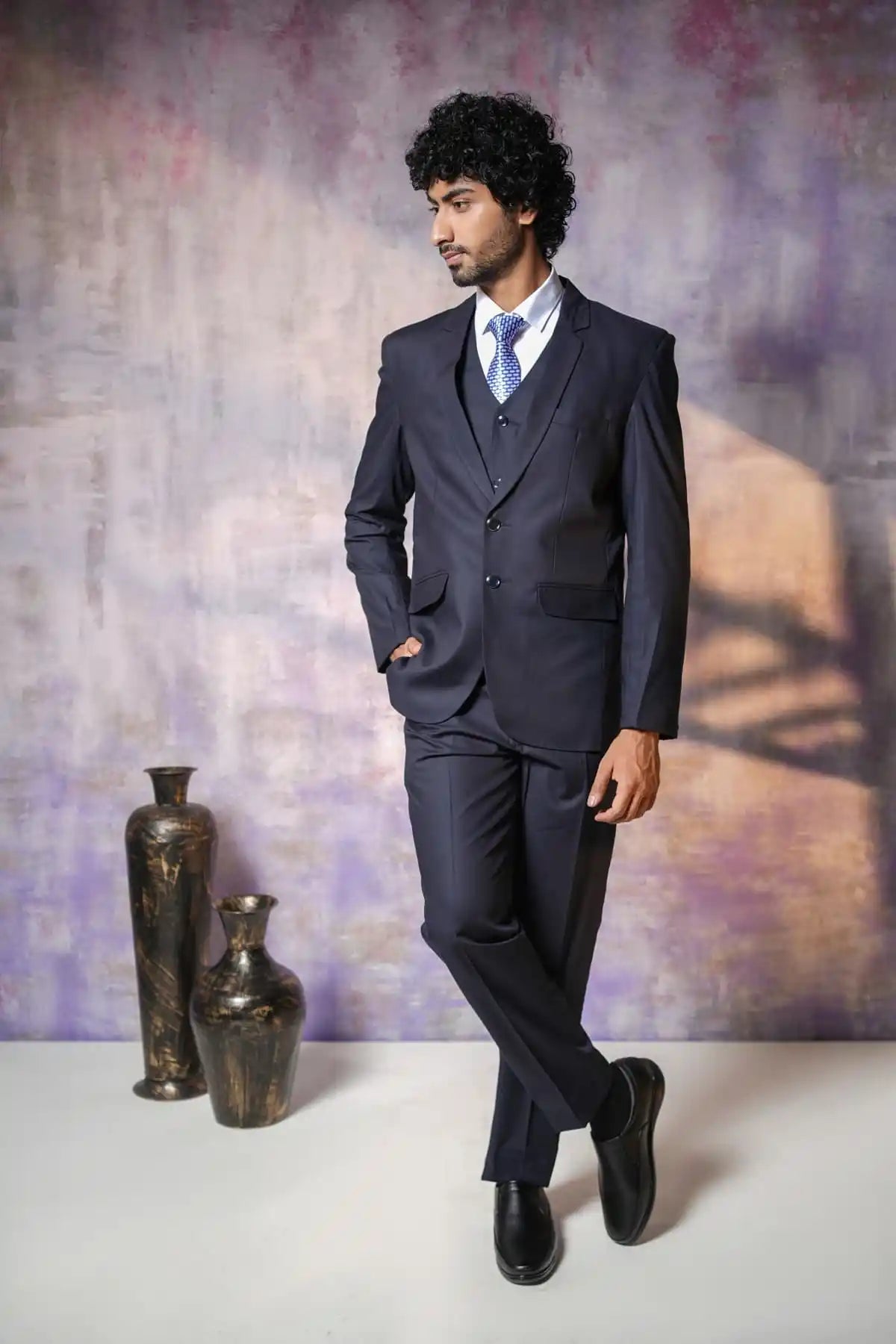 Elegant Indigo Blue 3-Piece Suit, 3-PC Suit - Kavarsa