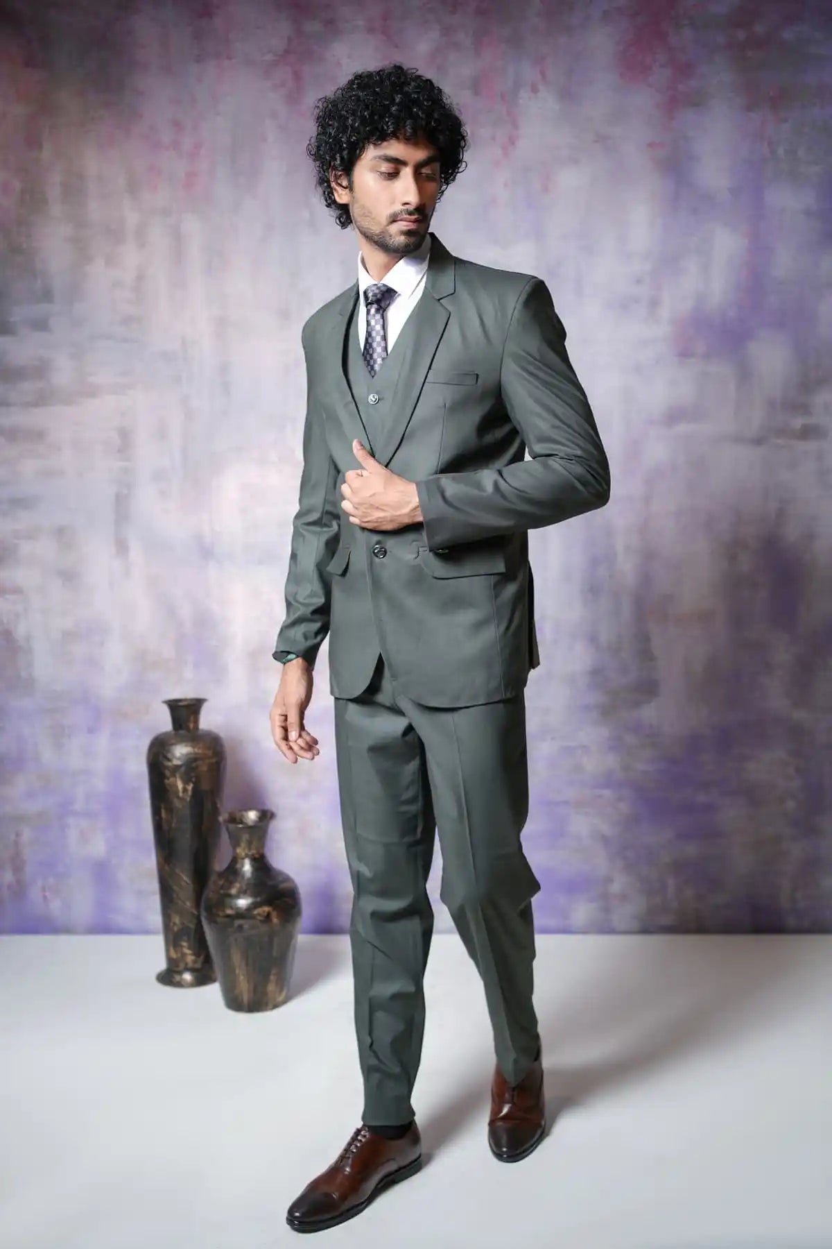 Emerald Elegance Three-Piece Suit, 3-PC Suit - Kavarsa