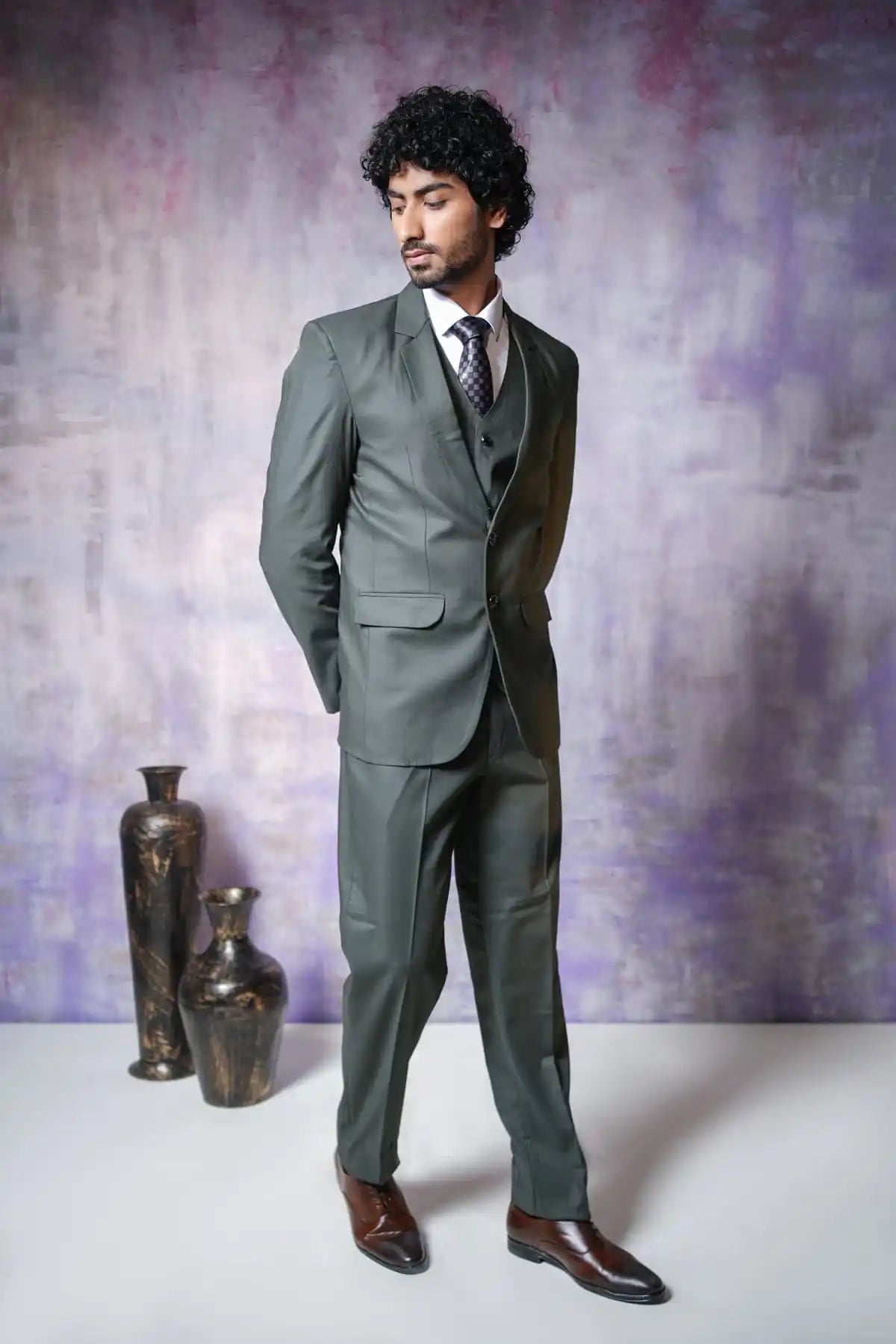 Emerald Elegance Three-Piece Suit, 3-PC Suit - Kavarsa