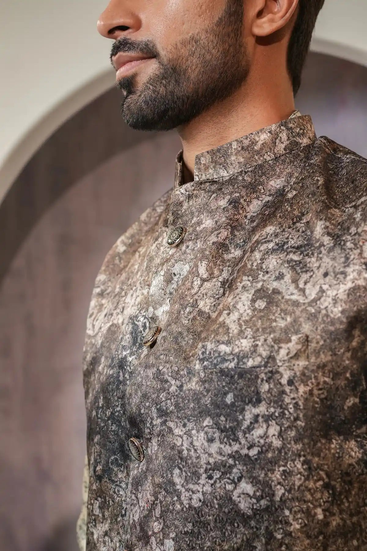 Floral Light Pink Nehru Jacket - Kavarsa