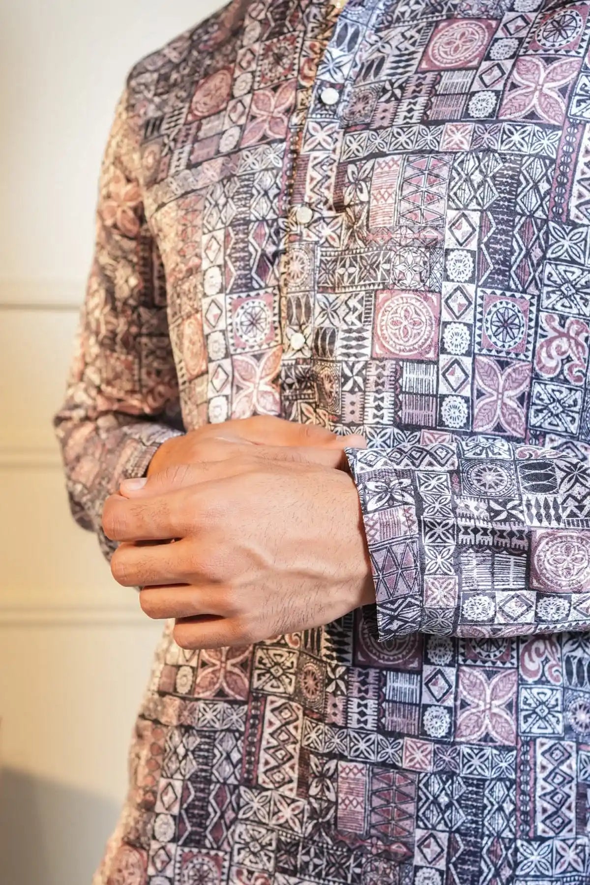 Heritage Mosaic Kurta, Printed Jacquard Kurta - Kavarsa