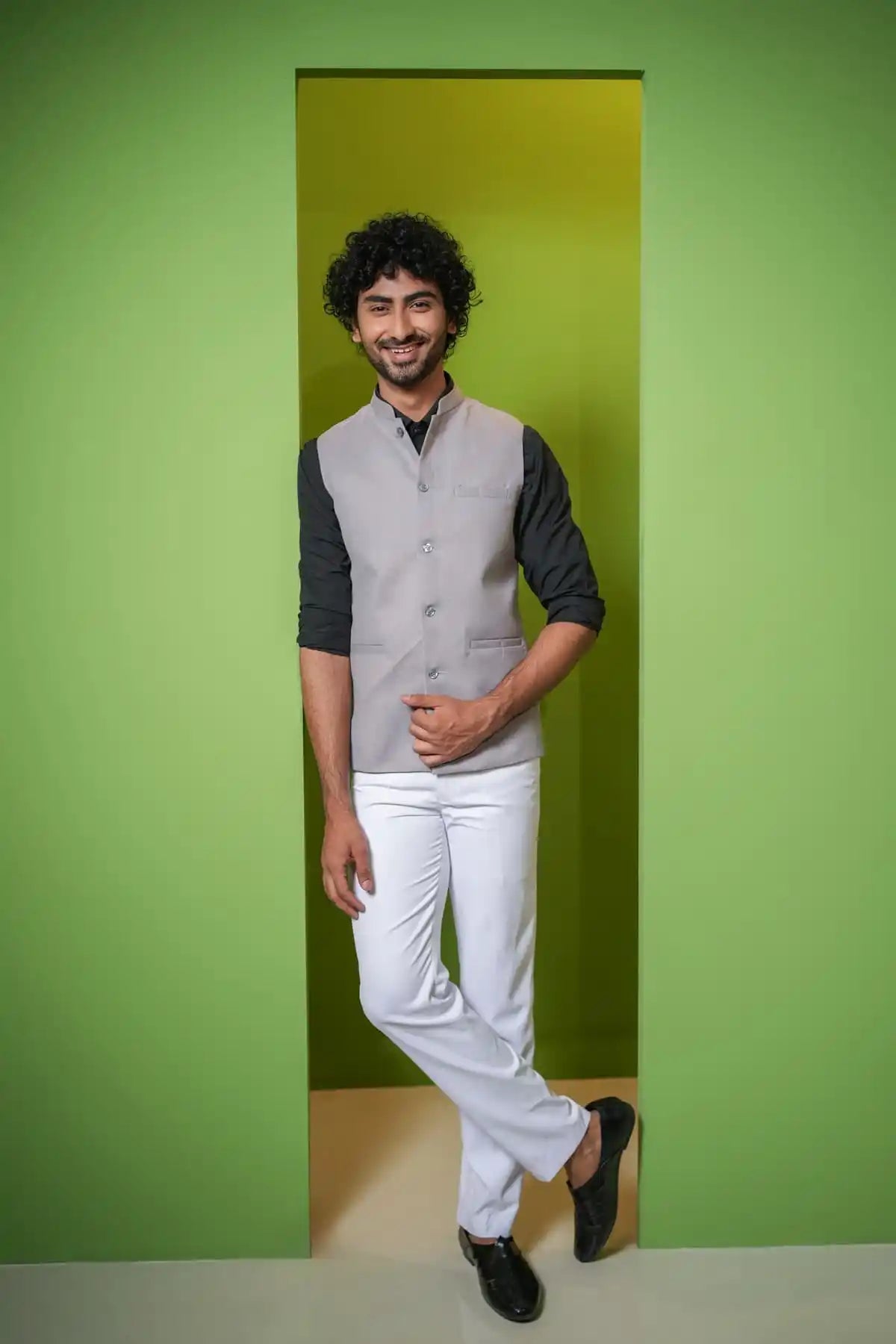 Light Gray Nehru Jacket, Formal Nehru Jacket Kavarsa Light Gray Nehru Jacket, Formal Nehru Jacket Kavarsa