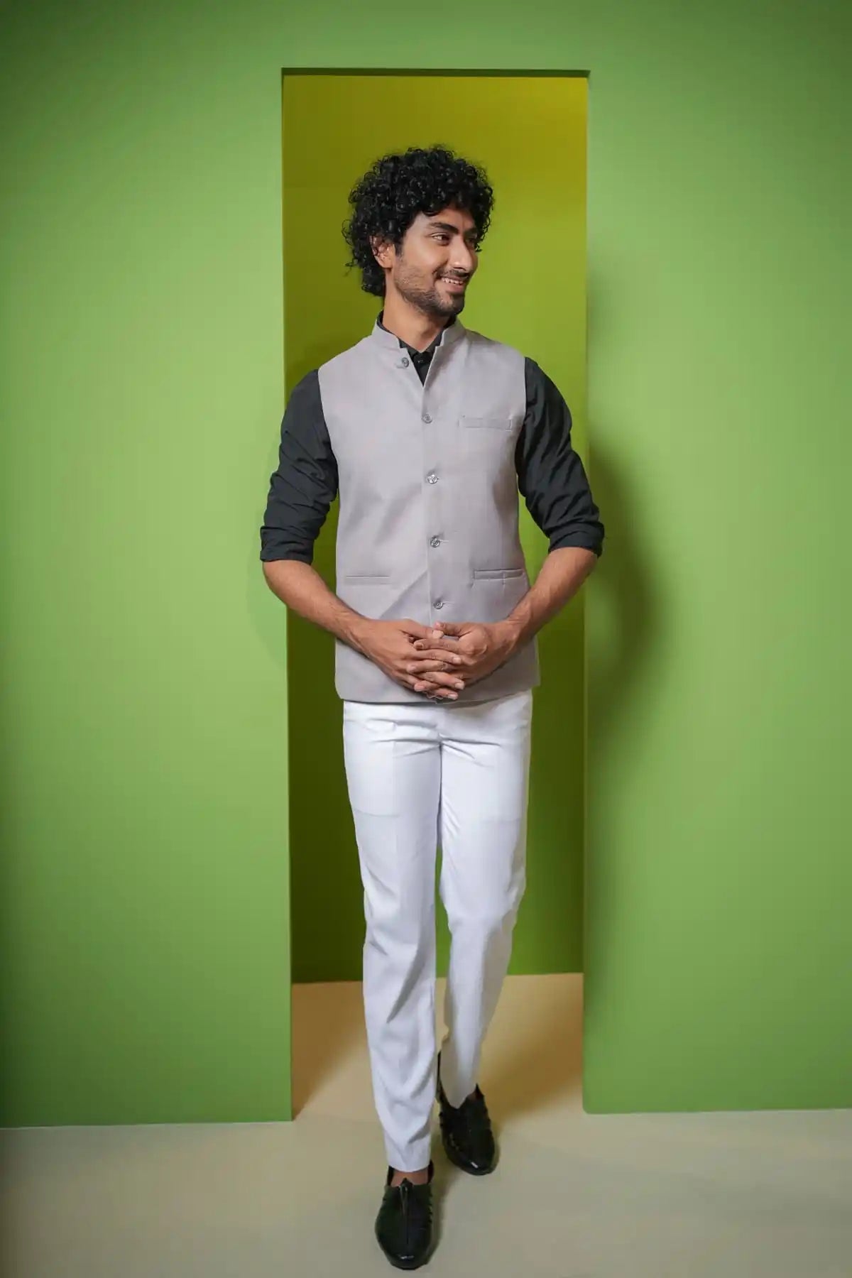 Light Gray Nehru Jacket, Formal Nehru Jacket - Kavarsa