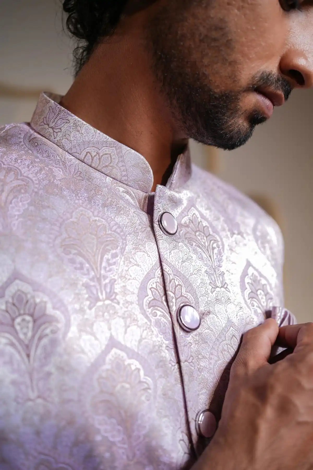 Lilac Regal Indo-Western, Designer Jacquard Indo-Western - Kavarsa