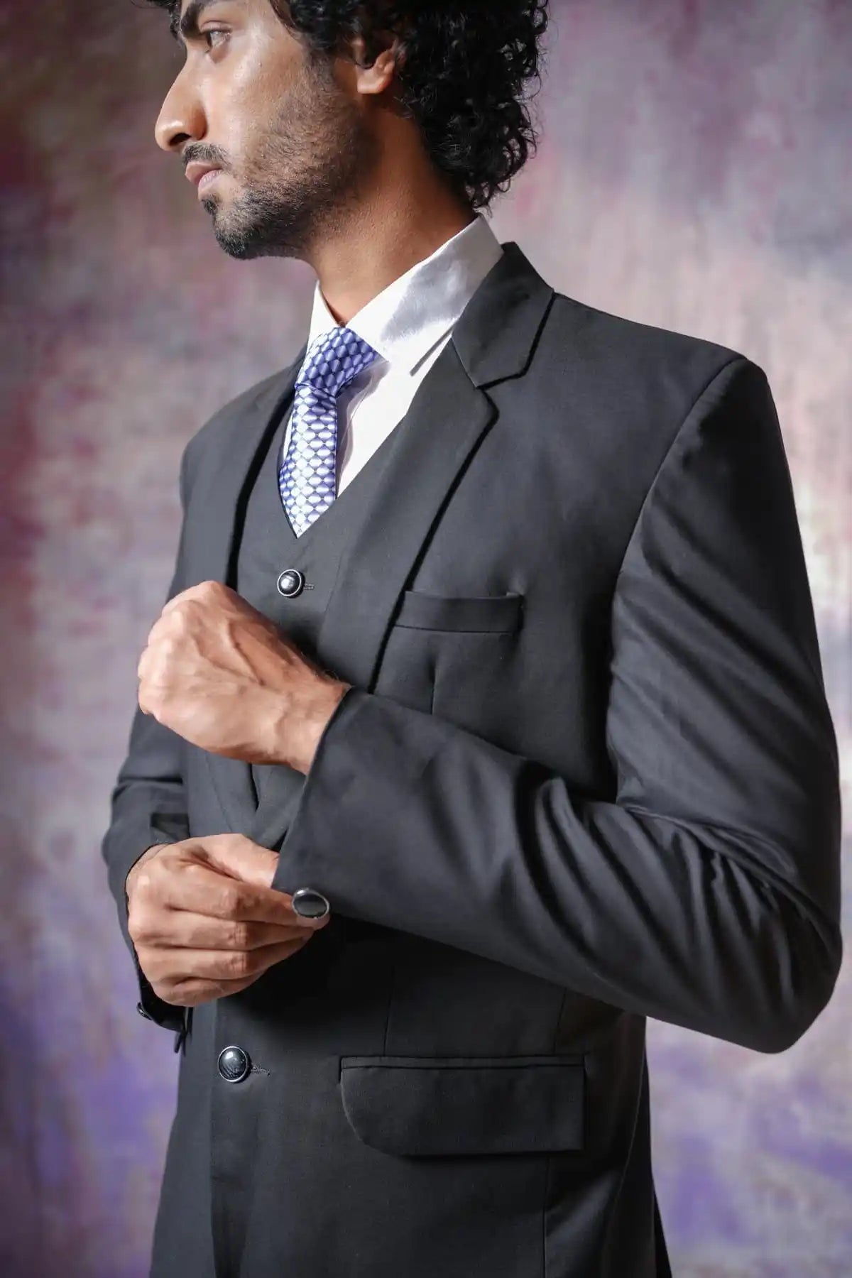 Modern Black Three-Piece Suit, 3-PC Suit - Kavarsa