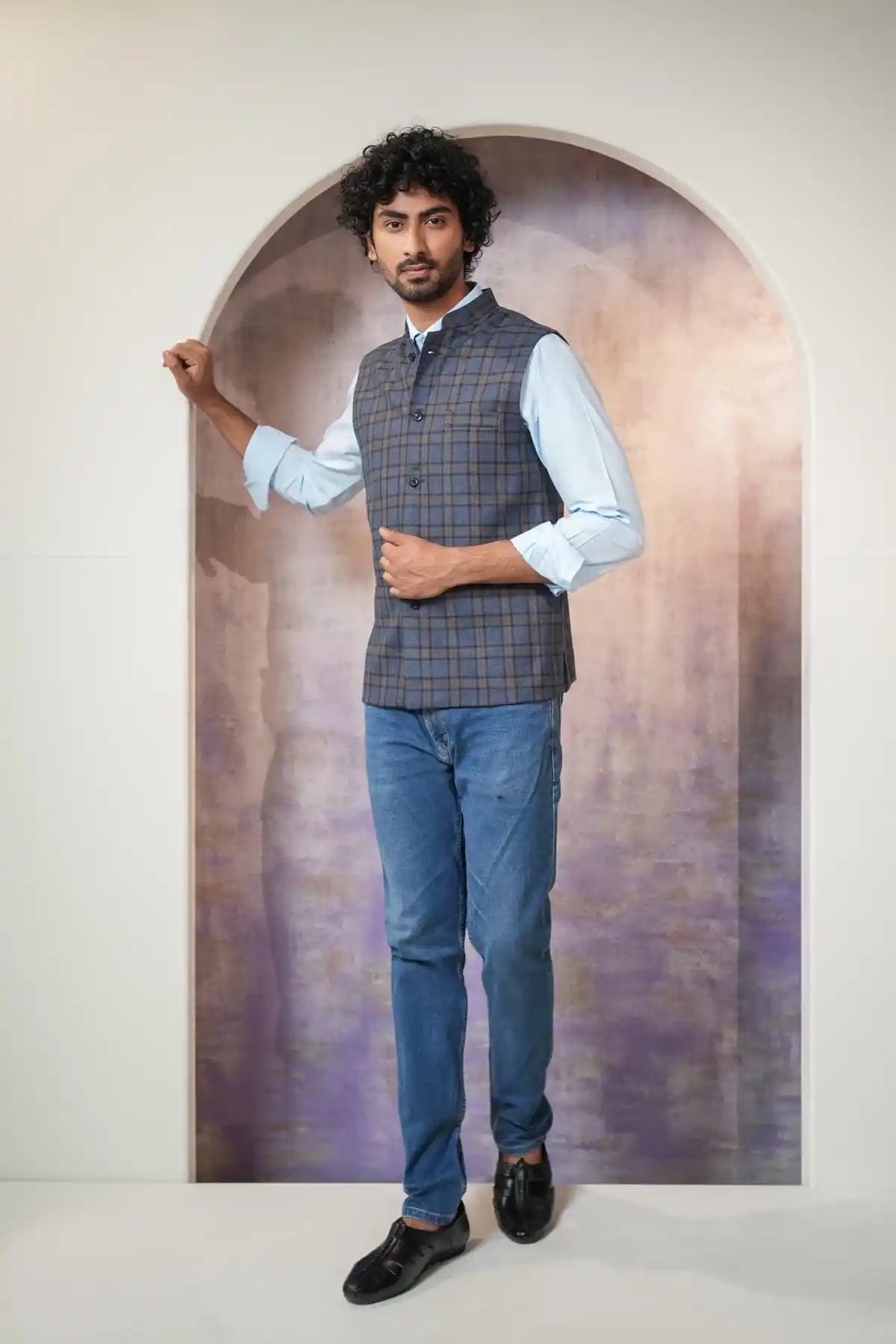 Mordern Checks Nehru Jacket, Formal Nehru Jacket - Kavarsa