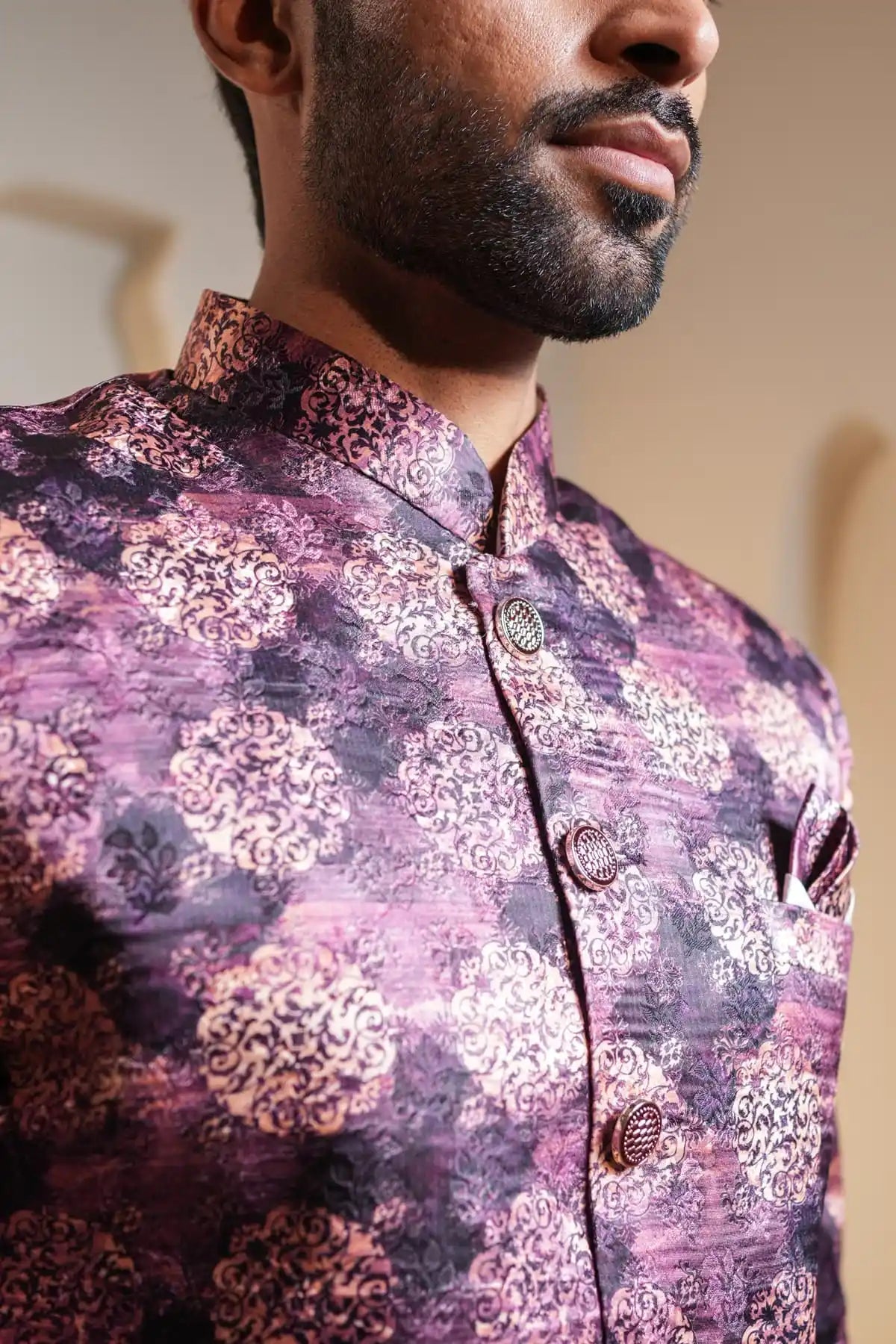 Multicolor Brocade Indo-Western Sherwani, Digital Indo-Western - Kavarsa