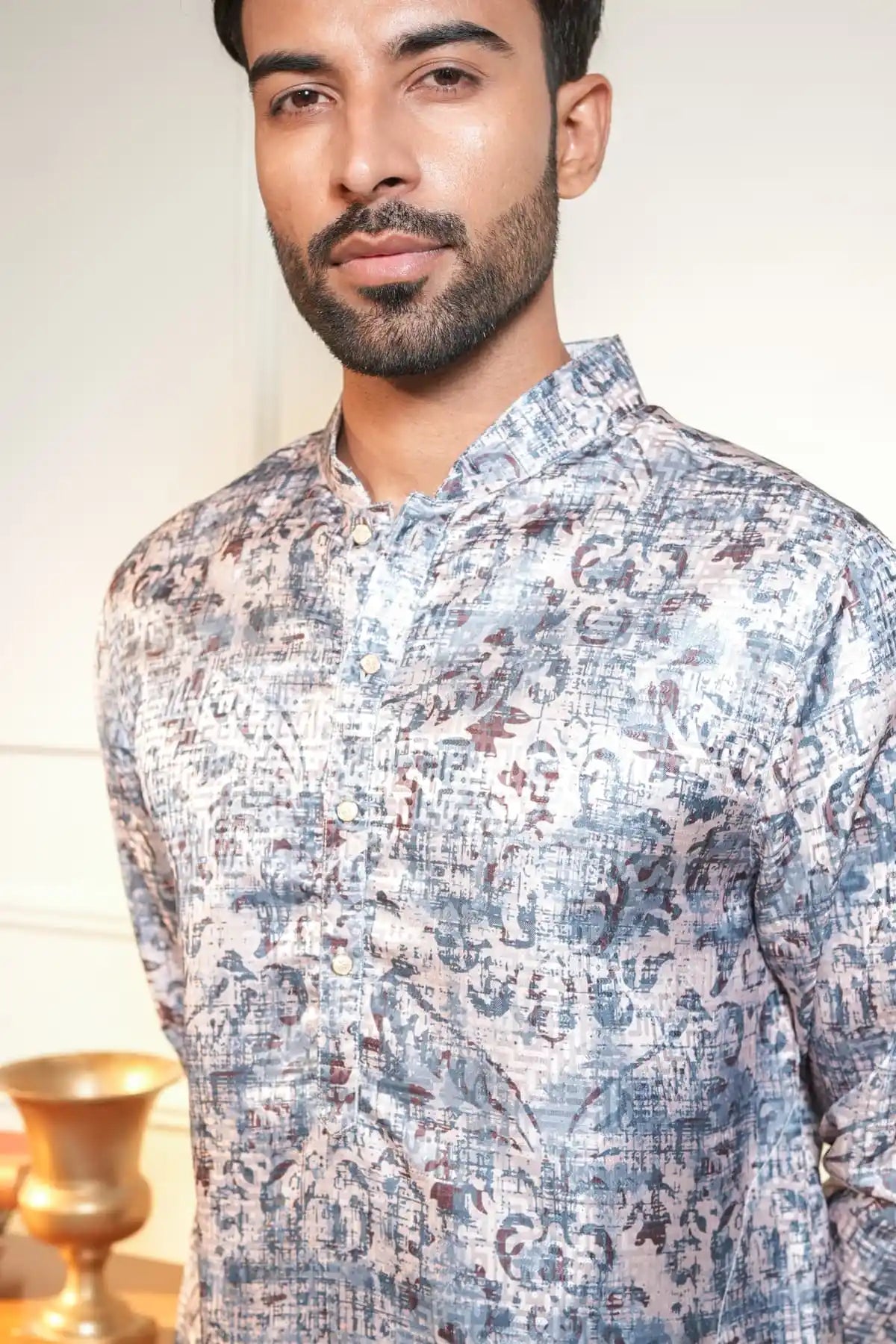 Printed Classic Kurta, Printed Jacquard Kurta - Kavarsa