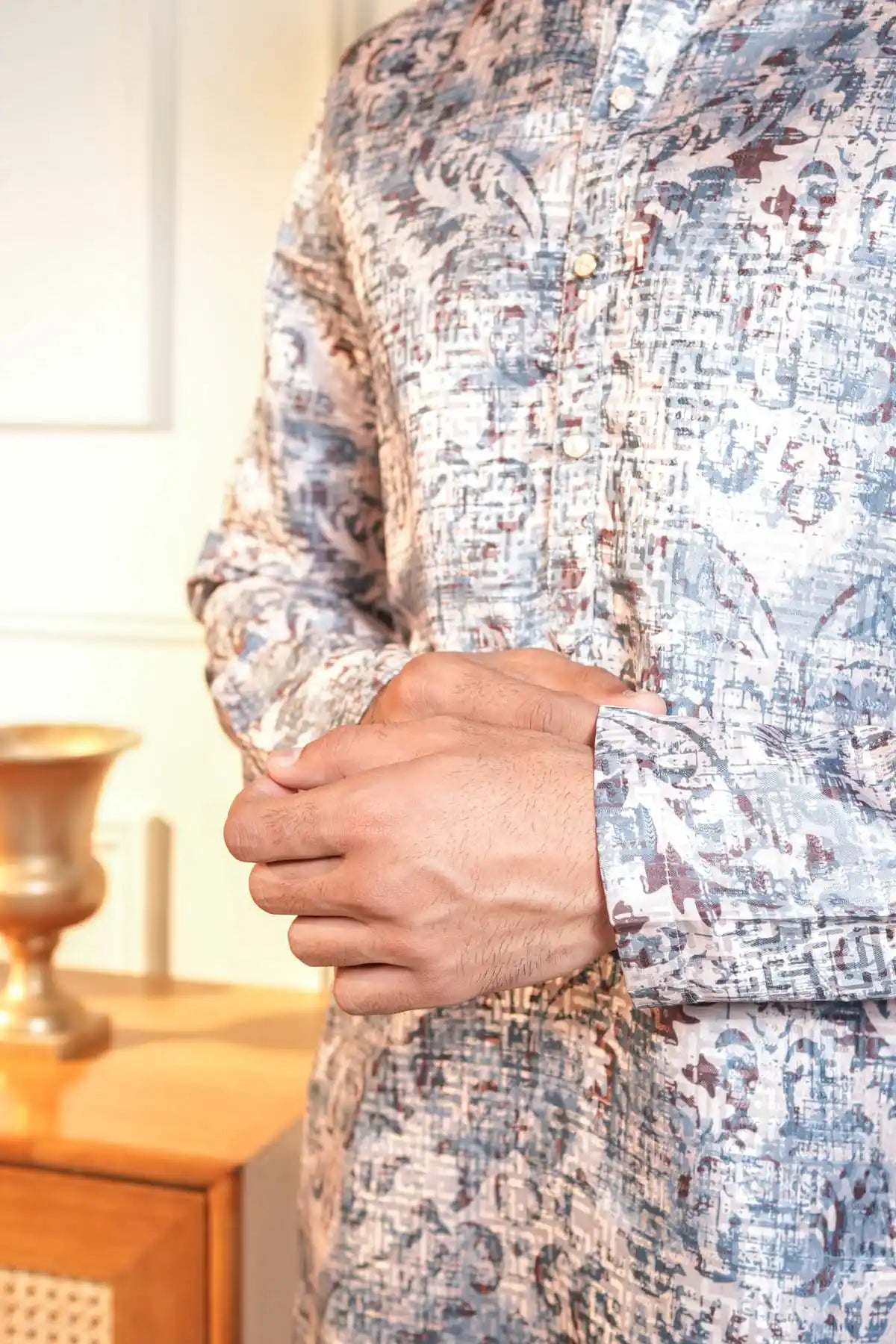 Printed Classic Kurta, Printed Jacquard Kurta - Kavarsa