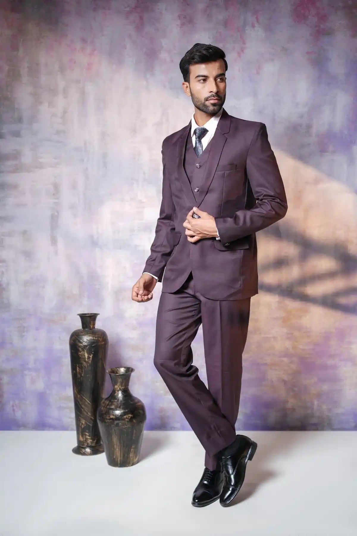 Regal Purple Three-Piece Suit, 3-PC Suit - Kavarsa