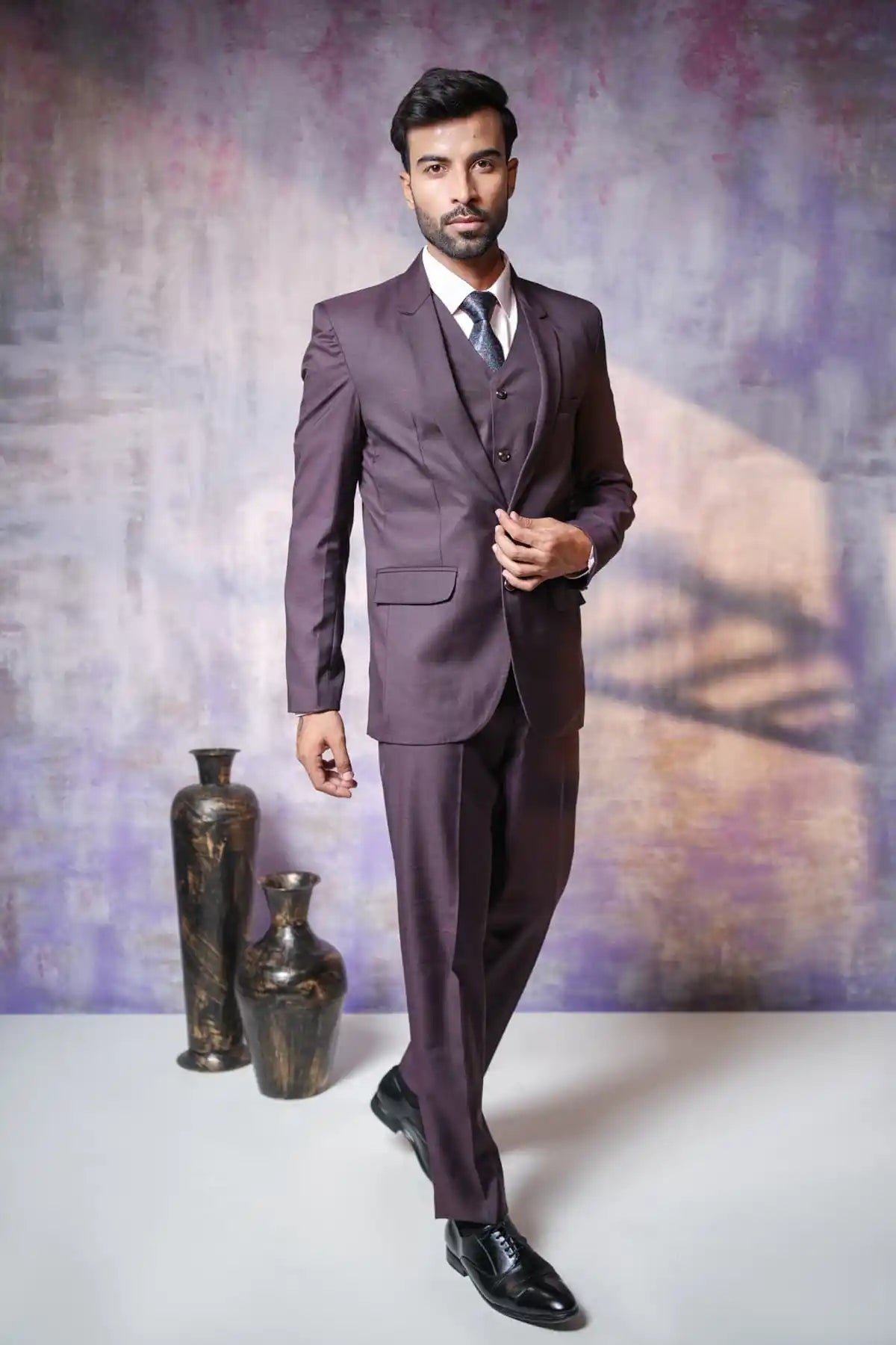 Regal Purple Three-Piece Suit, 3-PC Suit - Kavarsa