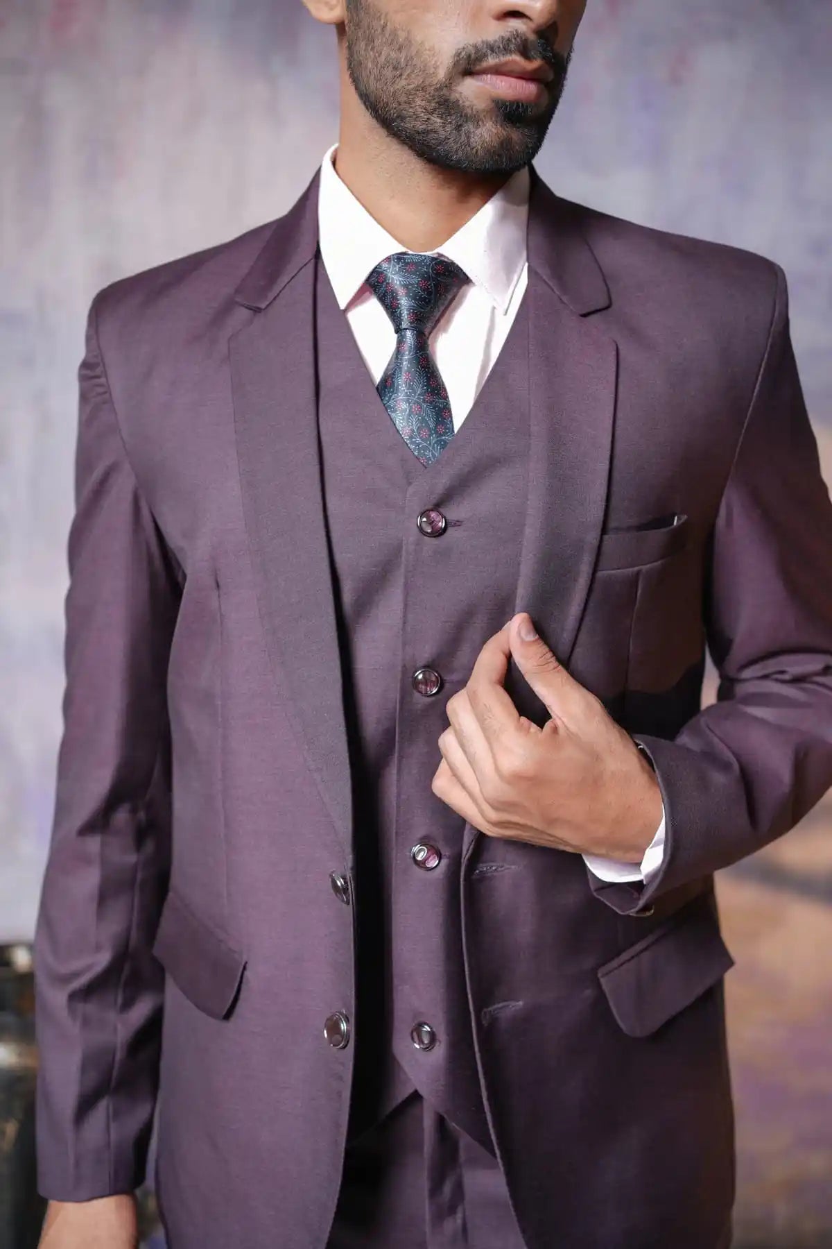 Regal Purple Three-Piece Suit, 3-PC Suit - Kavarsa