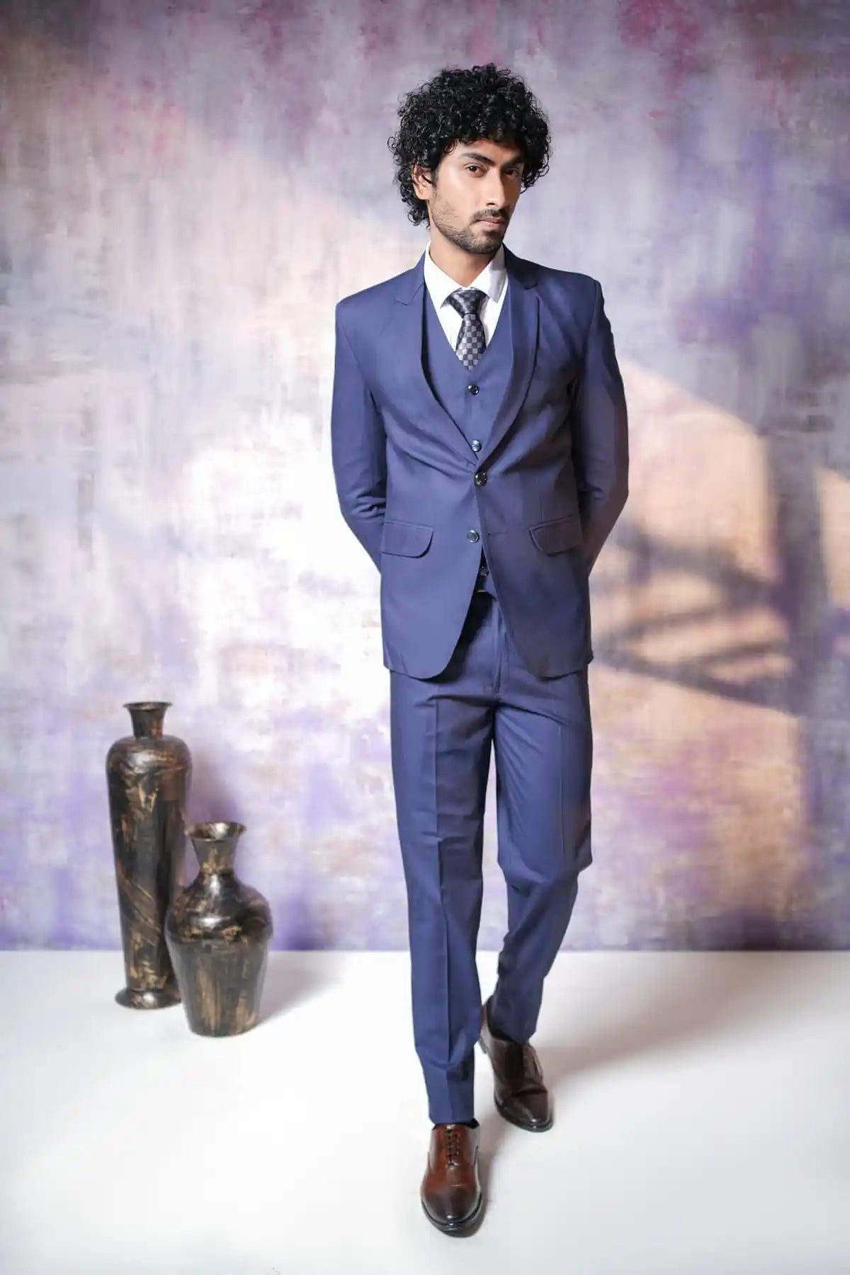 Royal Blue Three-Piece Suit,3-PC Suit - Kavarsa