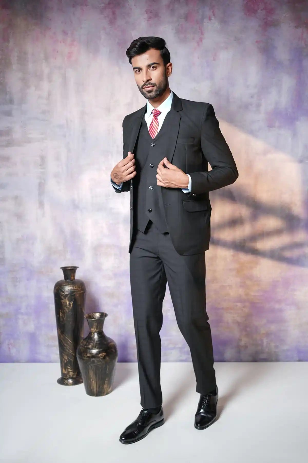 Versatile Black Three-Piece Suit, 3-PC Suit - Kavarsa