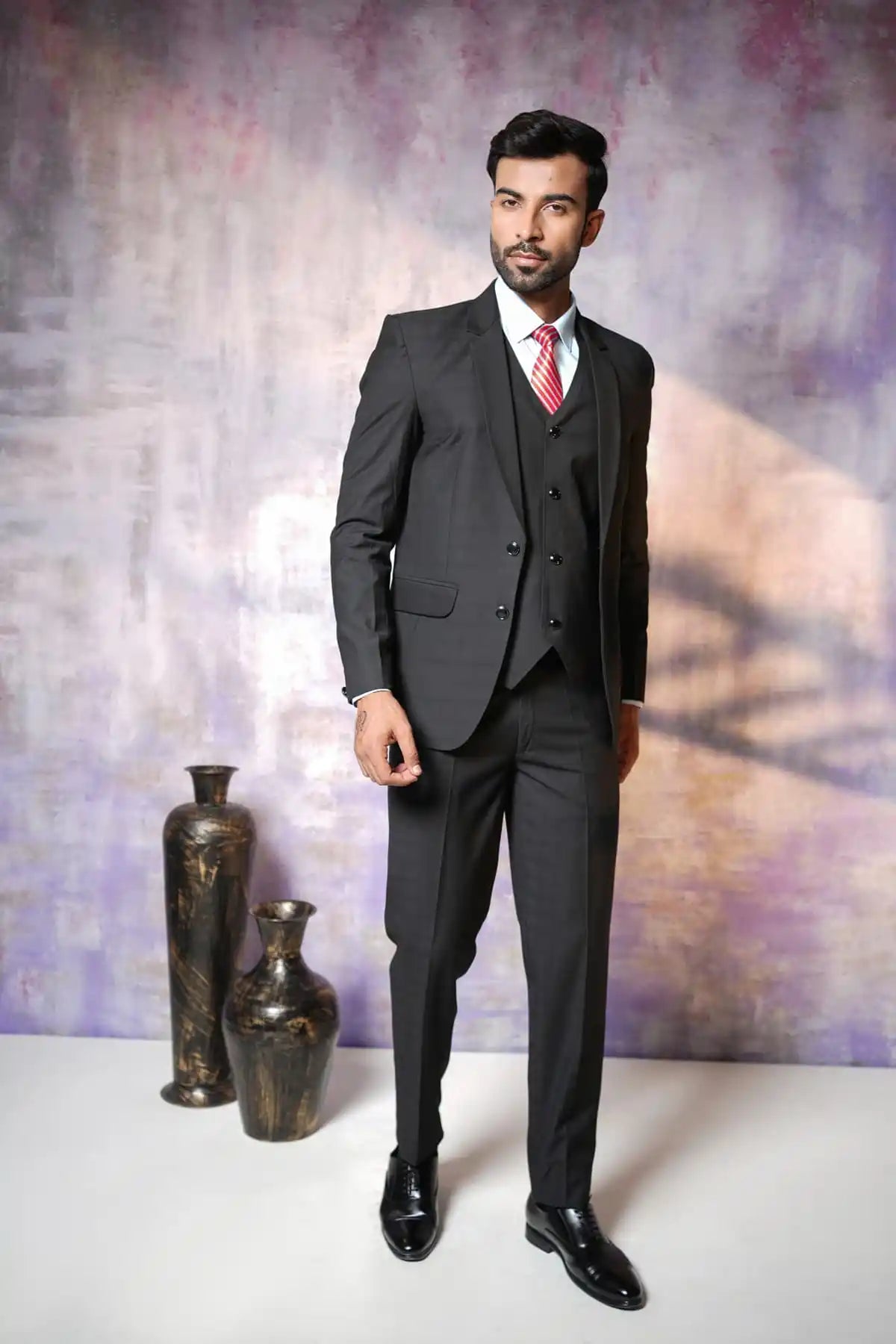 Versatile Black Three-Piece Suit, 3-PC Suit - Kavarsa