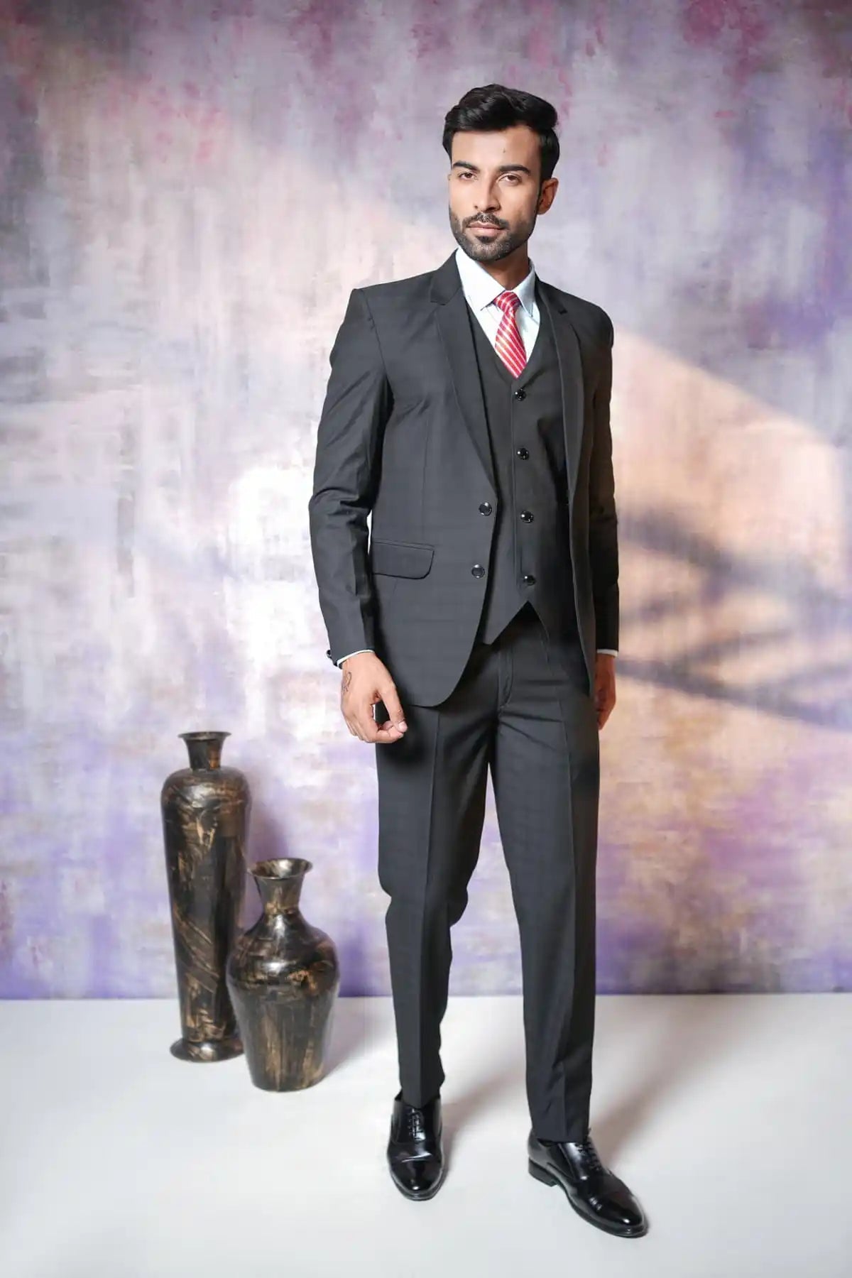 Versatile Black Three-Piece Suit, 3-PC Suit - Kavarsa
