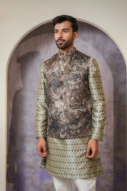 Floral Light Pink Nehru Jacket - Kavarsa