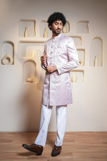 Lilac Regal Indo-Western, Designer Jacquard Indo-Western - Kavarsa