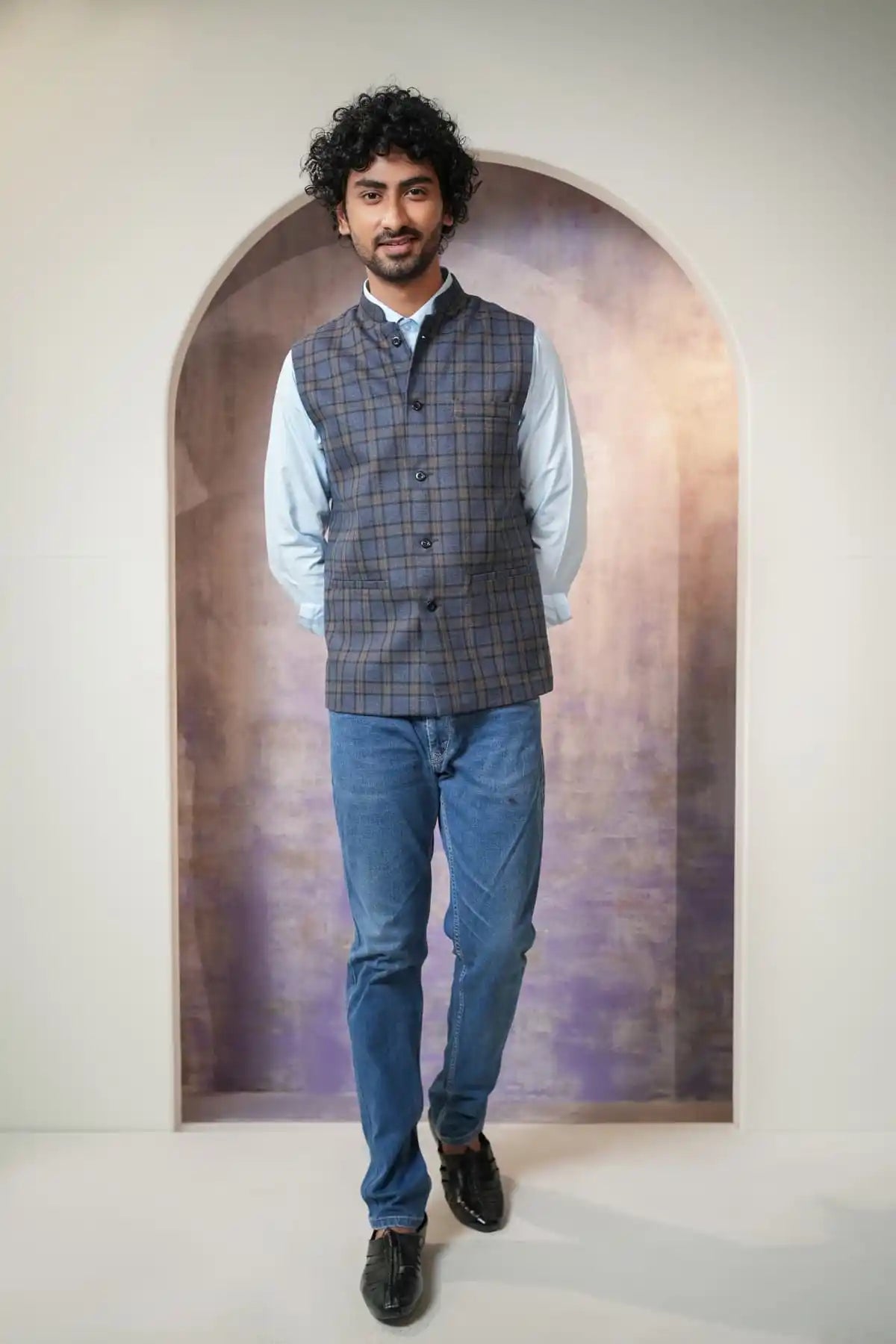 Mordern Checks Nehru Jacket, Formal Nehru Jacket - Kavarsa