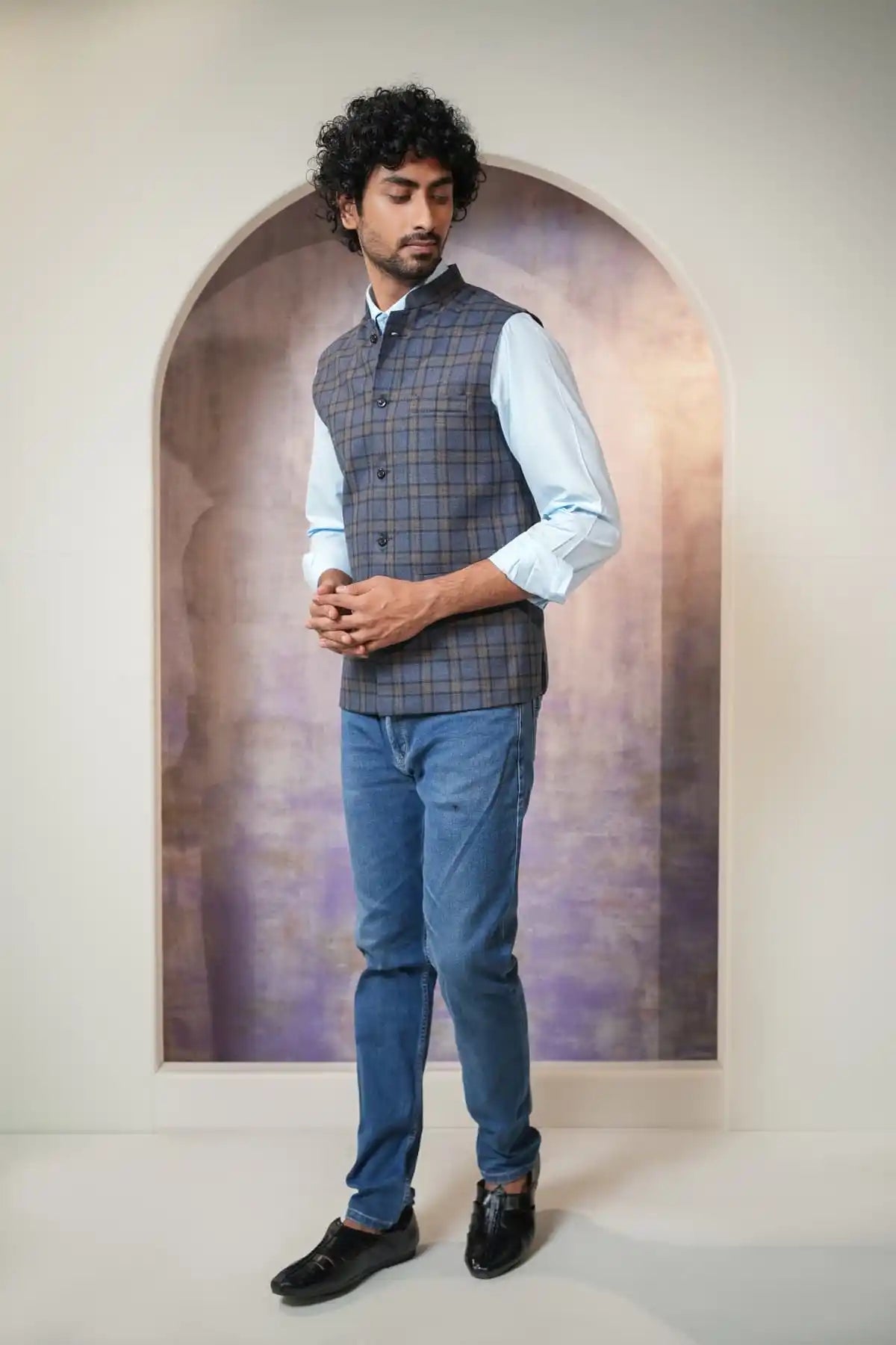 Mordern Checks Nehru Jacket, Formal Nehru Jacket - Kavarsa
