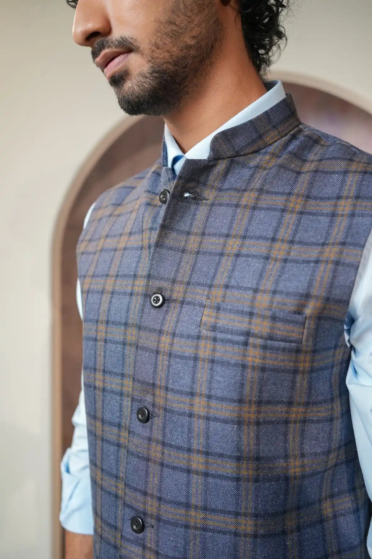 Mordern Checks Nehru Jacket, Formal Nehru Jacket - Kavarsa