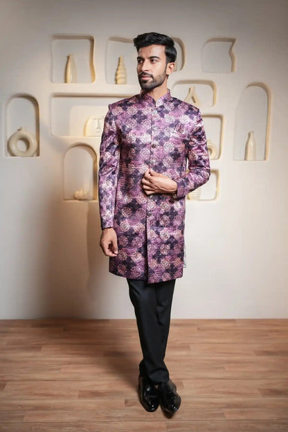 Multicolor Brocade Indo-Western Sherwani, Digital Indo-Western - Kavarsa