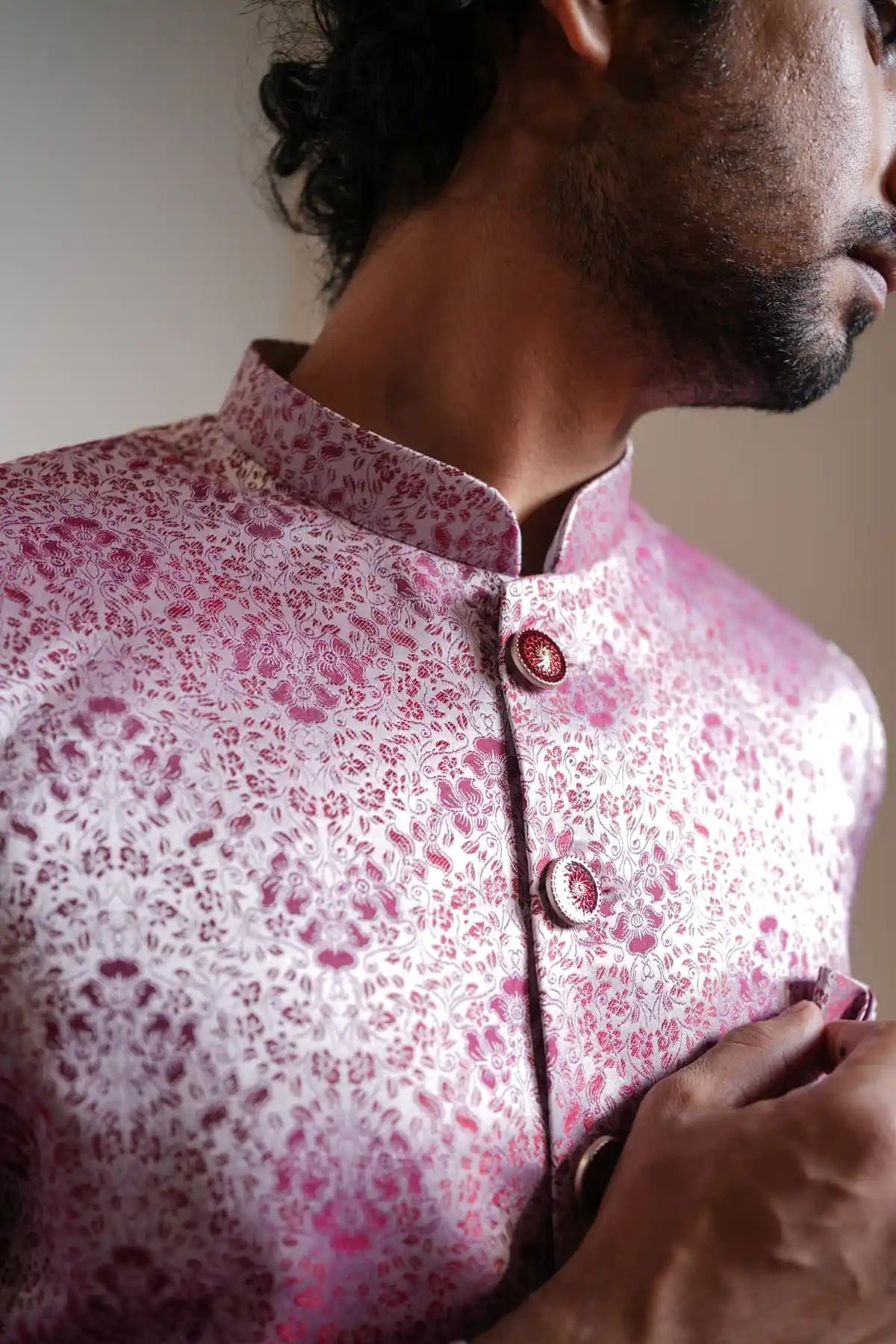 Purple Patterned Indo-Western Designer Jacquard Indo-Western - Kavarsa