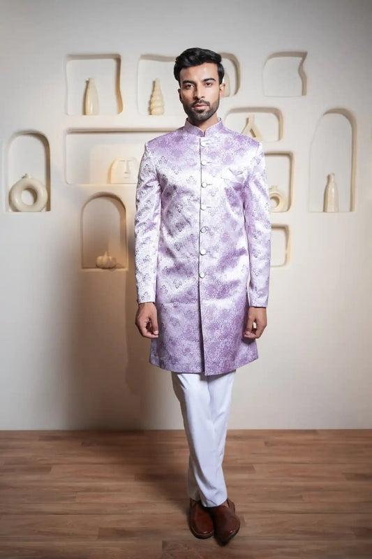 Royal Purple Indo-Western, Designer Jacquard Indo-Western - Kavarsa