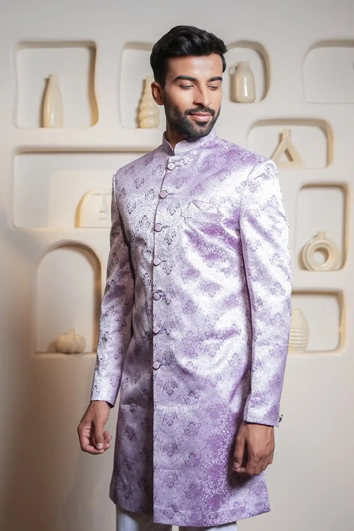 Royal Purple Indo-Western, Designer Jacquard Indo-Western - Kavarsa