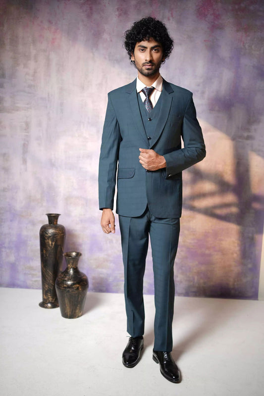 Stylish Teal Suit, 3-PC Suit - Kavarsa