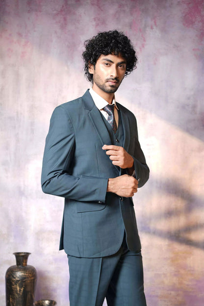 Stylish Teal Suit, 3-PC Suit - Kavarsa