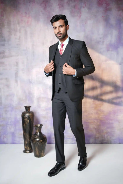 Versatile Black Three-Piece Suit, 3-PC Suit - Kavarsa