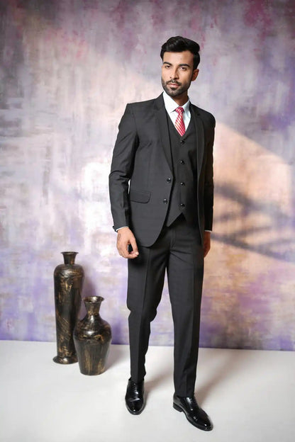 Versatile Black Three-Piece Suit, 3-PC Suit - Kavarsa